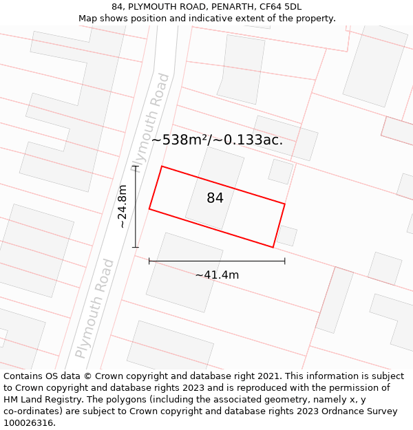 84, PLYMOUTH ROAD, PENARTH, CF64 5DL: Plot and title map