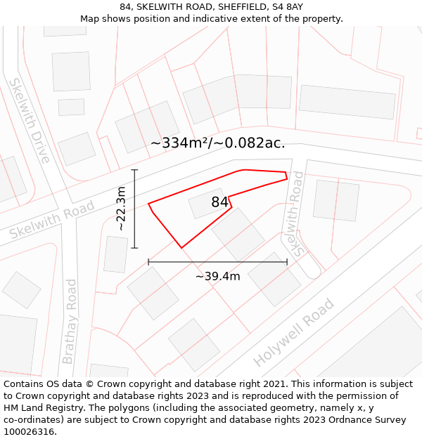 84, SKELWITH ROAD, SHEFFIELD, S4 8AY: Plot and title map
