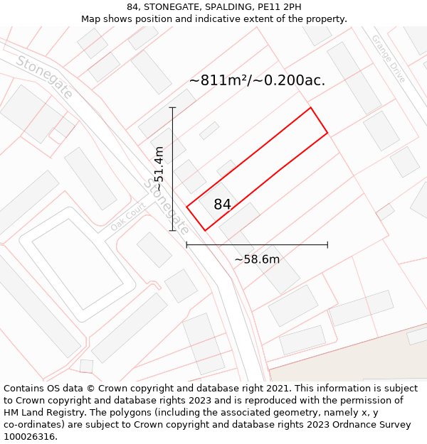 84, STONEGATE, SPALDING, PE11 2PH: Plot and title map