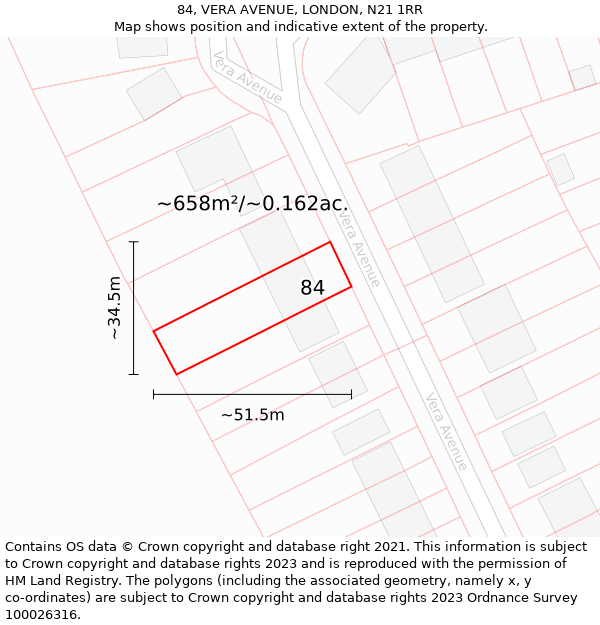 84, VERA AVENUE, LONDON, N21 1RR: Plot and title map
