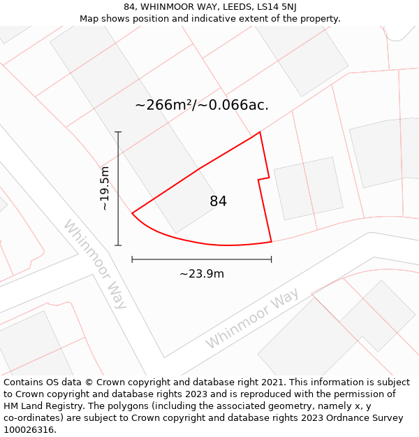 84, WHINMOOR WAY, LEEDS, LS14 5NJ: Plot and title map