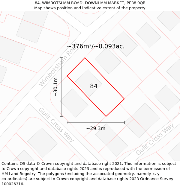 84, WIMBOTSHAM ROAD, DOWNHAM MARKET, PE38 9QB: Plot and title map