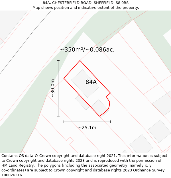 84A, CHESTERFIELD ROAD, SHEFFIELD, S8 0RS: Plot and title map