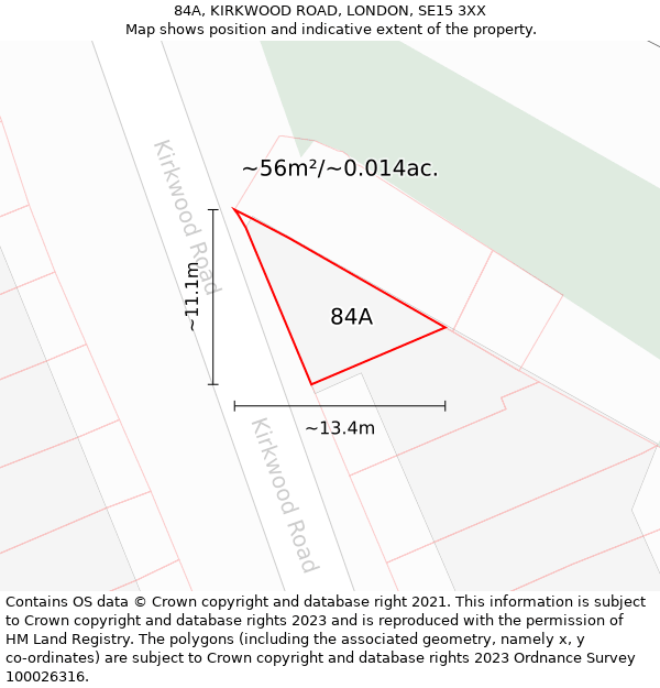 84A, KIRKWOOD ROAD, LONDON, SE15 3XX: Plot and title map