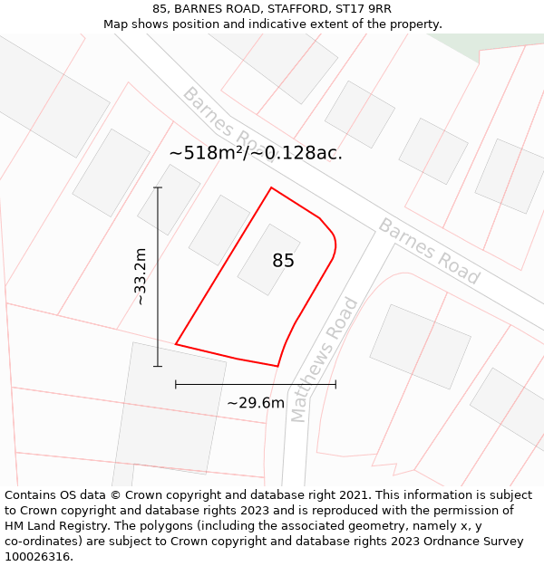 85, BARNES ROAD, STAFFORD, ST17 9RR: Plot and title map