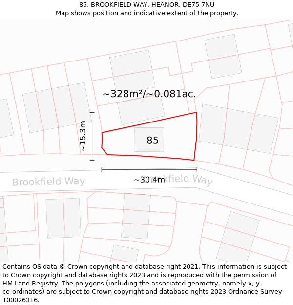 85, BROOKFIELD WAY, HEANOR, DE75 7NU: Plot and title map