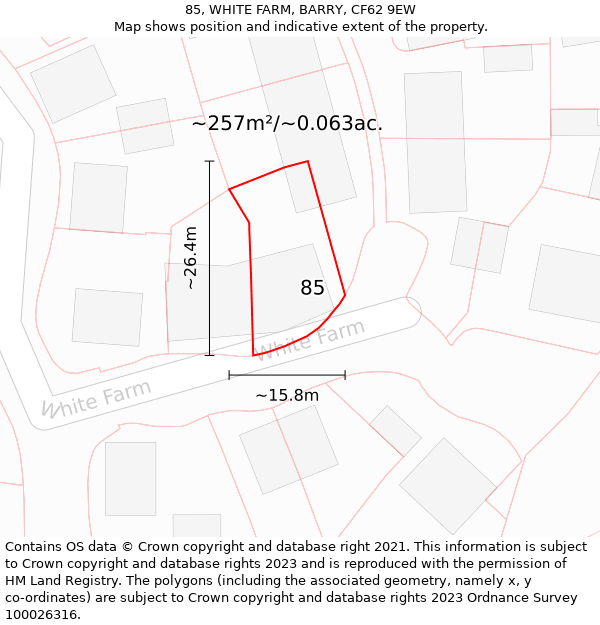 85, WHITE FARM, BARRY, CF62 9EW: Plot and title map