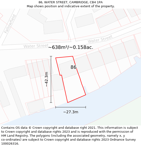 86, WATER STREET, CAMBRIDGE, CB4 1PA: Plot and title map