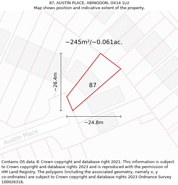 87, AUSTIN PLACE, ABINGDON, OX14 1LU: Plot and title map