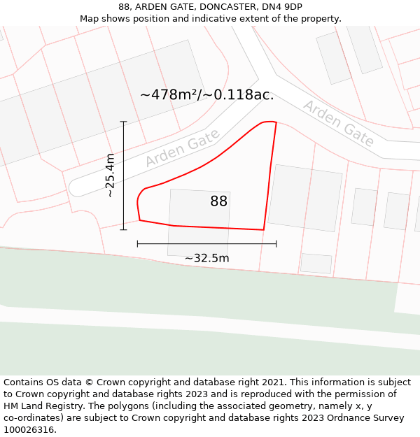 88, ARDEN GATE, DONCASTER, DN4 9DP: Plot and title map