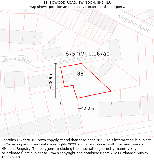 88, BOWOOD ROAD, SWINDON, SN1 4LR: Plot and title map