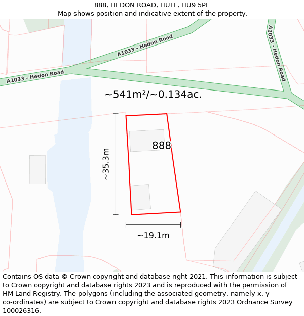 888, HEDON ROAD, HULL, HU9 5PL: Plot and title map