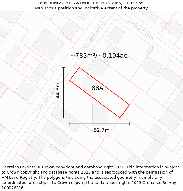 88A, KINGSGATE AVENUE, BROADSTAIRS, CT10 3LW: Plot and title map