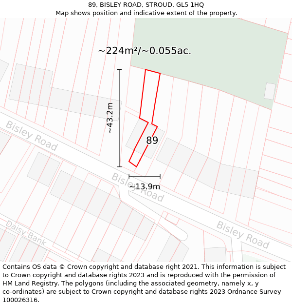 89, BISLEY ROAD, STROUD, GL5 1HQ: Plot and title map