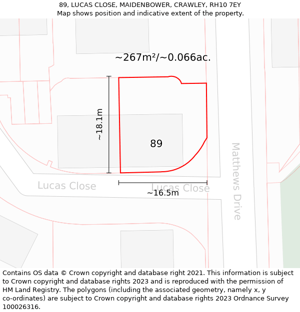 89, LUCAS CLOSE, MAIDENBOWER, CRAWLEY, RH10 7EY: Plot and title map