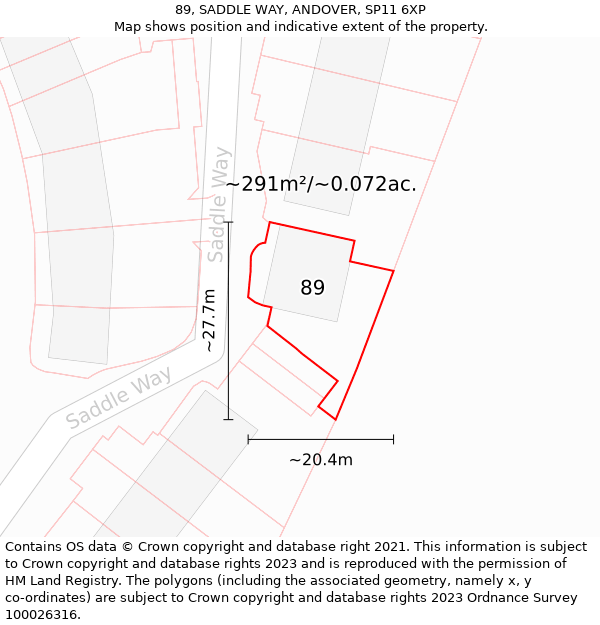 89, SADDLE WAY, ANDOVER, SP11 6XP: Plot and title map