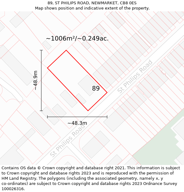 89, ST PHILIPS ROAD, NEWMARKET, CB8 0ES: Plot and title map