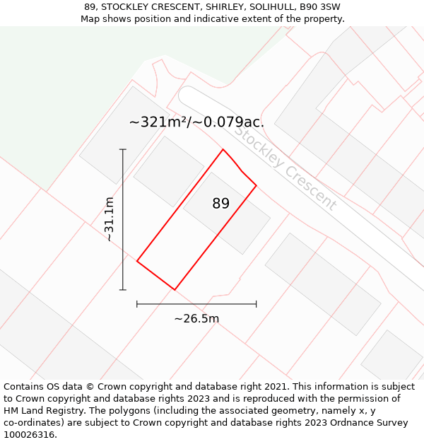 89, STOCKLEY CRESCENT, SHIRLEY, SOLIHULL, B90 3SW: Plot and title map