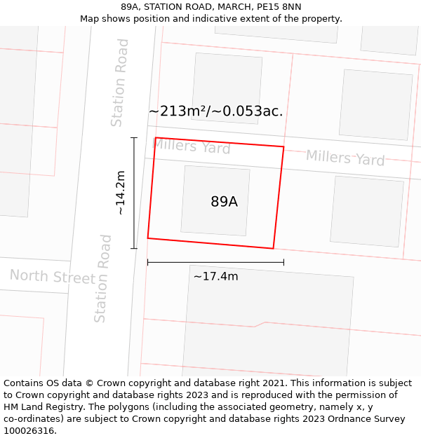 89A, STATION ROAD, MARCH, PE15 8NN: Plot and title map