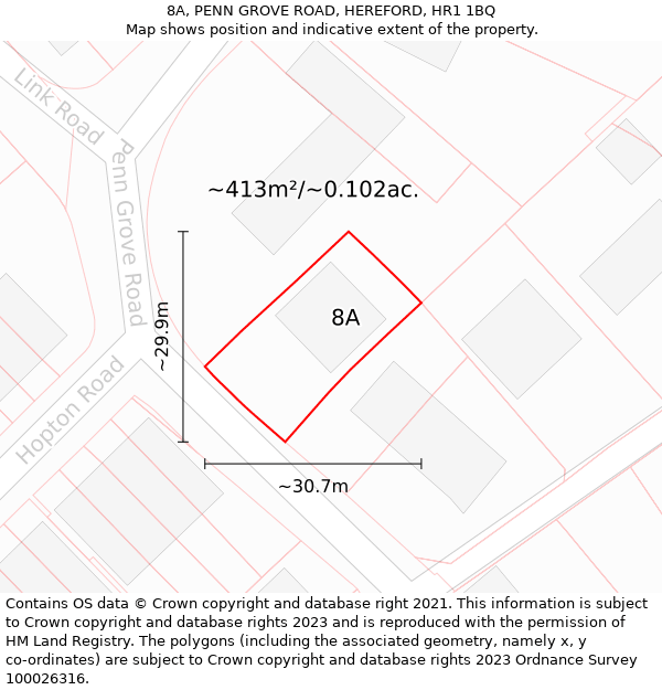 8A, PENN GROVE ROAD, HEREFORD, HR1 1BQ: Plot and title map