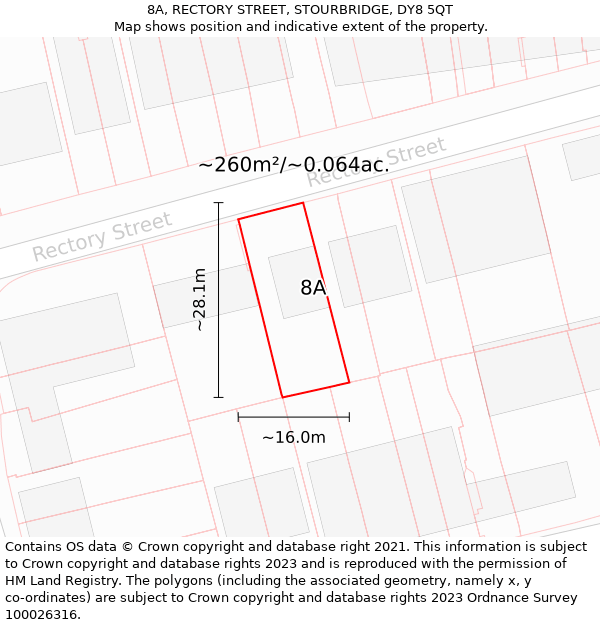8A, RECTORY STREET, STOURBRIDGE, DY8 5QT: Plot and title map
