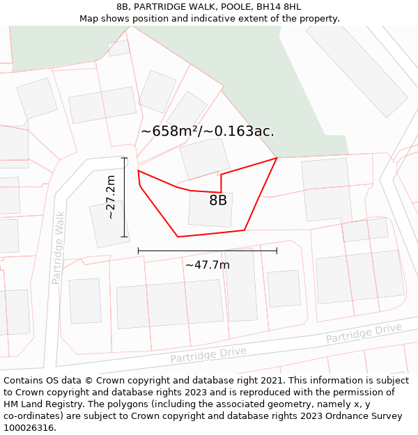 8B, PARTRIDGE WALK, POOLE, BH14 8HL: Plot and title map