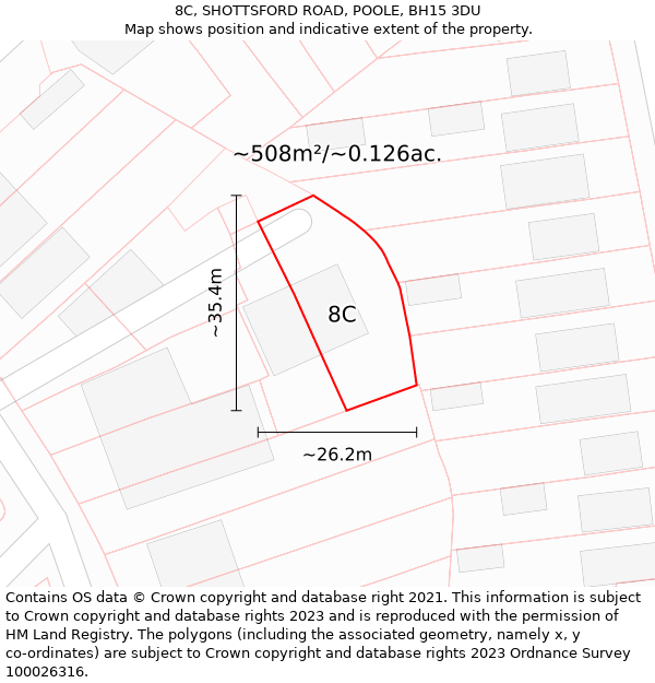 8C, SHOTTSFORD ROAD, POOLE, BH15 3DU: Plot and title map