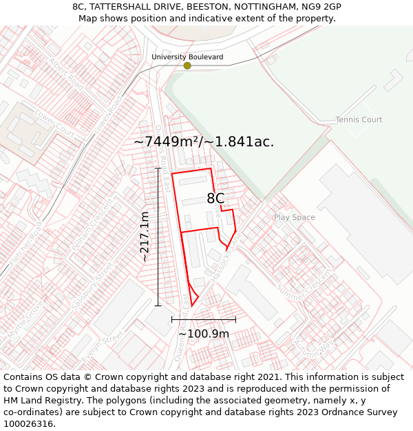 8C, TATTERSHALL DRIVE, BEESTON, NOTTINGHAM, NG9 2GP: Plot and title map