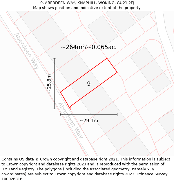 9, ABERDEEN WAY, KNAPHILL, WOKING, GU21 2FJ: Plot and title map