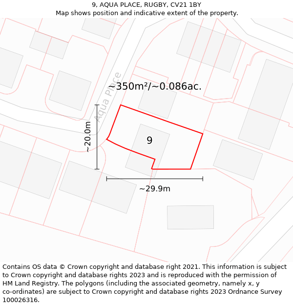 9, AQUA PLACE, RUGBY, CV21 1BY: Plot and title map