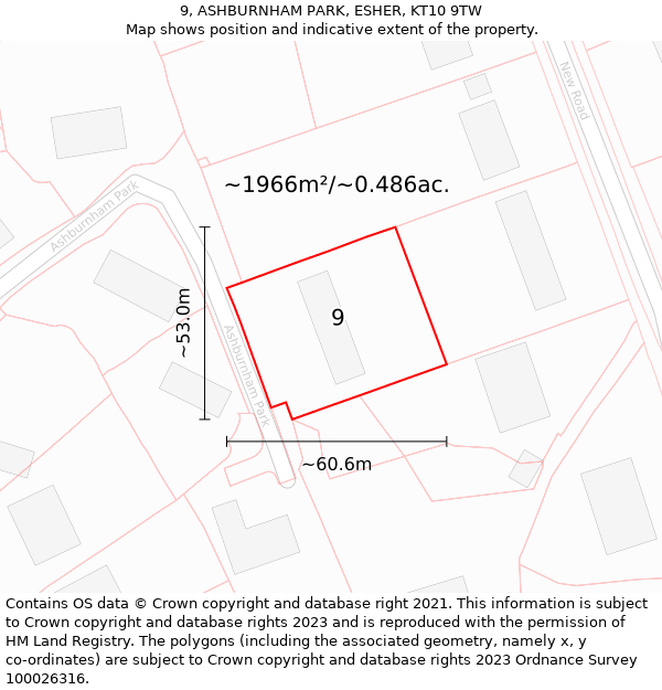 9, ASHBURNHAM PARK, ESHER, KT10 9TW: Plot and title map