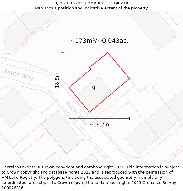 9, ASTER WAY, CAMBRIDGE, CB4 2XR: Plot and title map