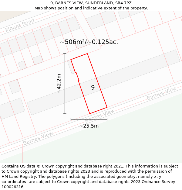 9, BARNES VIEW, SUNDERLAND, SR4 7PZ: Plot and title map