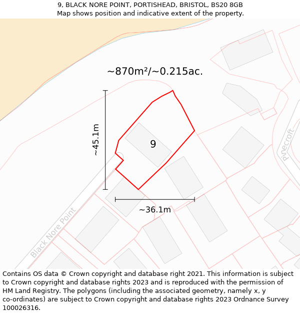 9, BLACK NORE POINT, PORTISHEAD, BRISTOL, BS20 8GB: Plot and title map