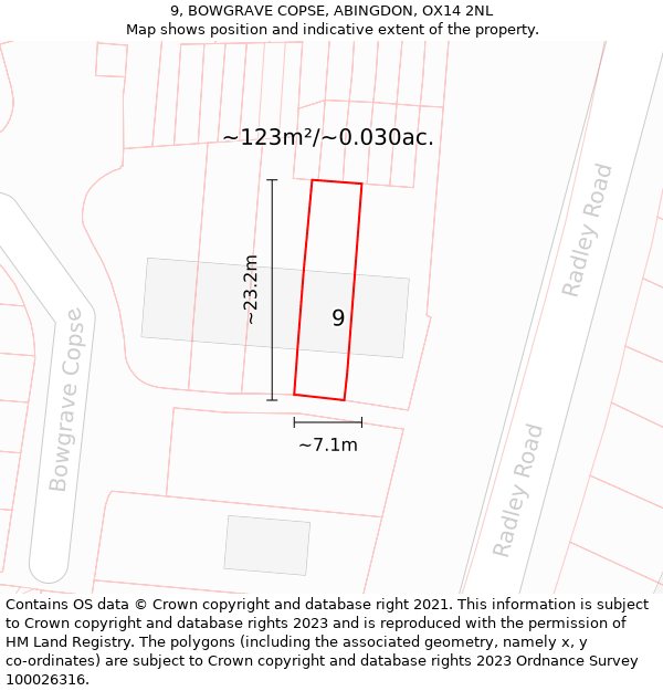 9, BOWGRAVE COPSE, ABINGDON, OX14 2NL: Plot and title map