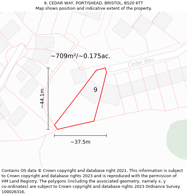 9, CEDAR WAY, PORTISHEAD, BRISTOL, BS20 6TT: Plot and title map