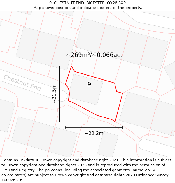 9, CHESTNUT END, BICESTER, OX26 3XP: Plot and title map