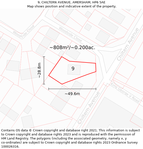 9, CHILTERN AVENUE, AMERSHAM, HP6 5AE: Plot and title map