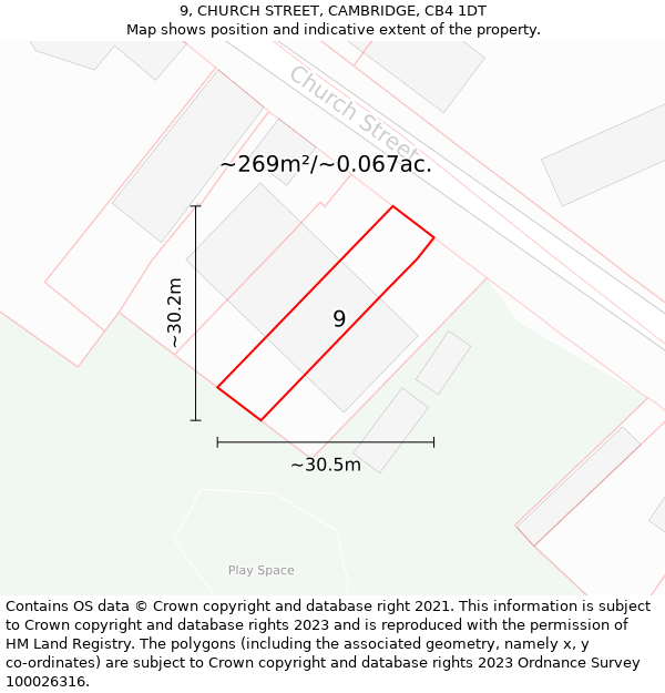 9, CHURCH STREET, CAMBRIDGE, CB4 1DT: Plot and title map