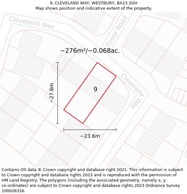 9, CLEVELAND WAY, WESTBURY, BA13 2GH: Plot and title map