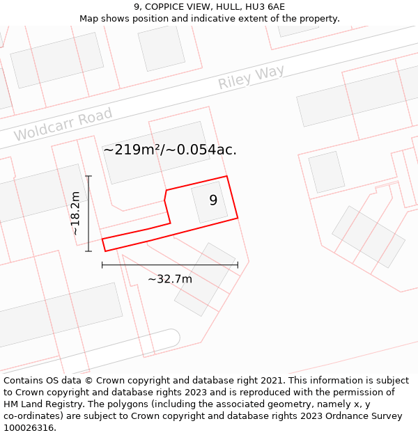 9, COPPICE VIEW, HULL, HU3 6AE: Plot and title map