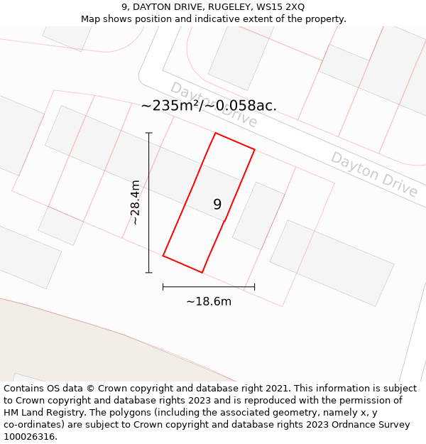 9, DAYTON DRIVE, RUGELEY, WS15 2XQ: Plot and title map