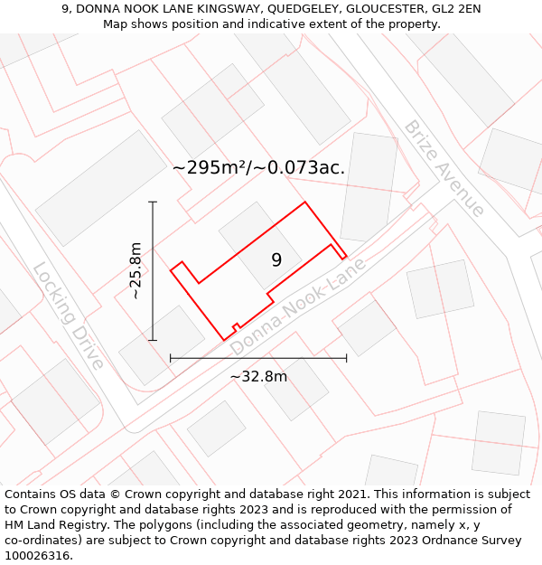 9, DONNA NOOK LANE KINGSWAY, QUEDGELEY, GLOUCESTER, GL2 2EN: Plot and title map