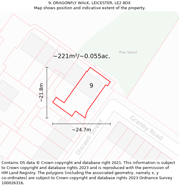 9, DRAGONFLY WALK, LEICESTER, LE2 8DX: Plot and title map