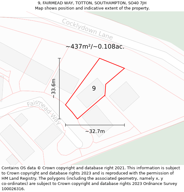 9, FAIRMEAD WAY, TOTTON, SOUTHAMPTON, SO40 7JH: Plot and title map