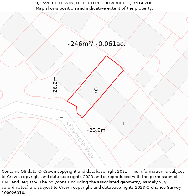 9, FAVEROLLE WAY, HILPERTON, TROWBRIDGE, BA14 7QE: Plot and title map