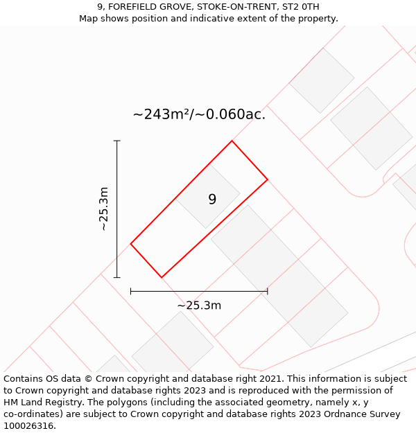 9, FOREFIELD GROVE, STOKE-ON-TRENT, ST2 0TH: Plot and title map