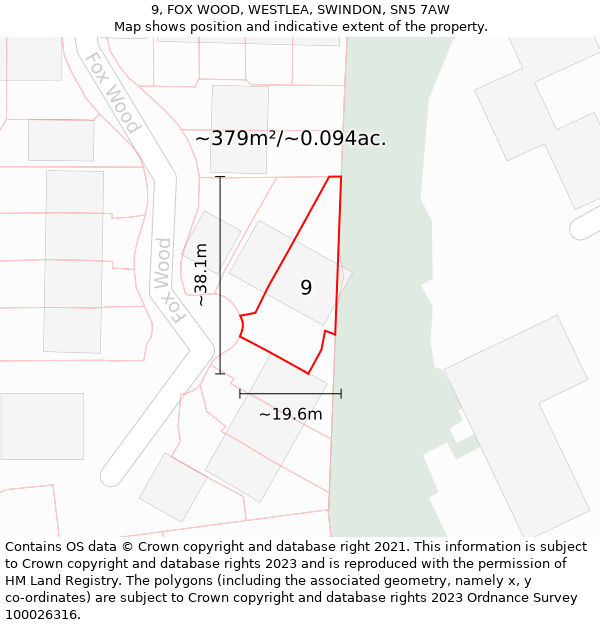 9, FOX WOOD, WESTLEA, SWINDON, SN5 7AW: Plot and title map