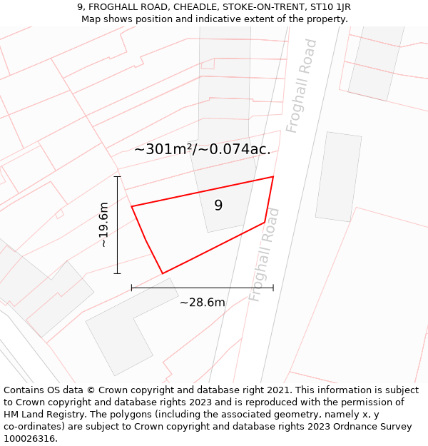 9, FROGHALL ROAD, CHEADLE, STOKE-ON-TRENT, ST10 1JR: Plot and title map