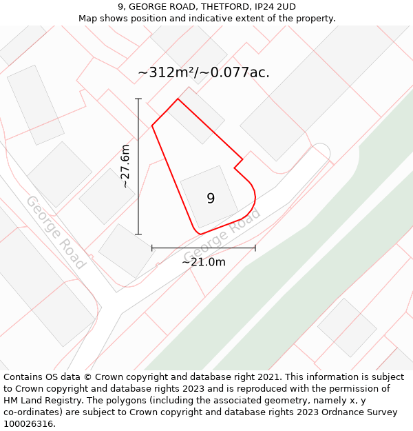 9, GEORGE ROAD, THETFORD, IP24 2UD: Plot and title map